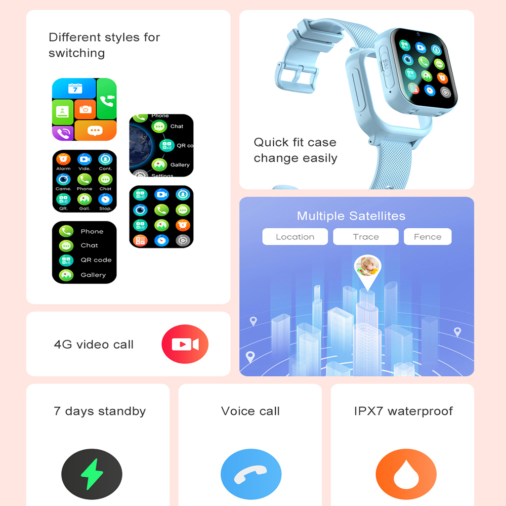 Smart Watch Kids 4G GPS WIFI V - Smartwatch Watches For Kid Boy With Alarm 评论和价格